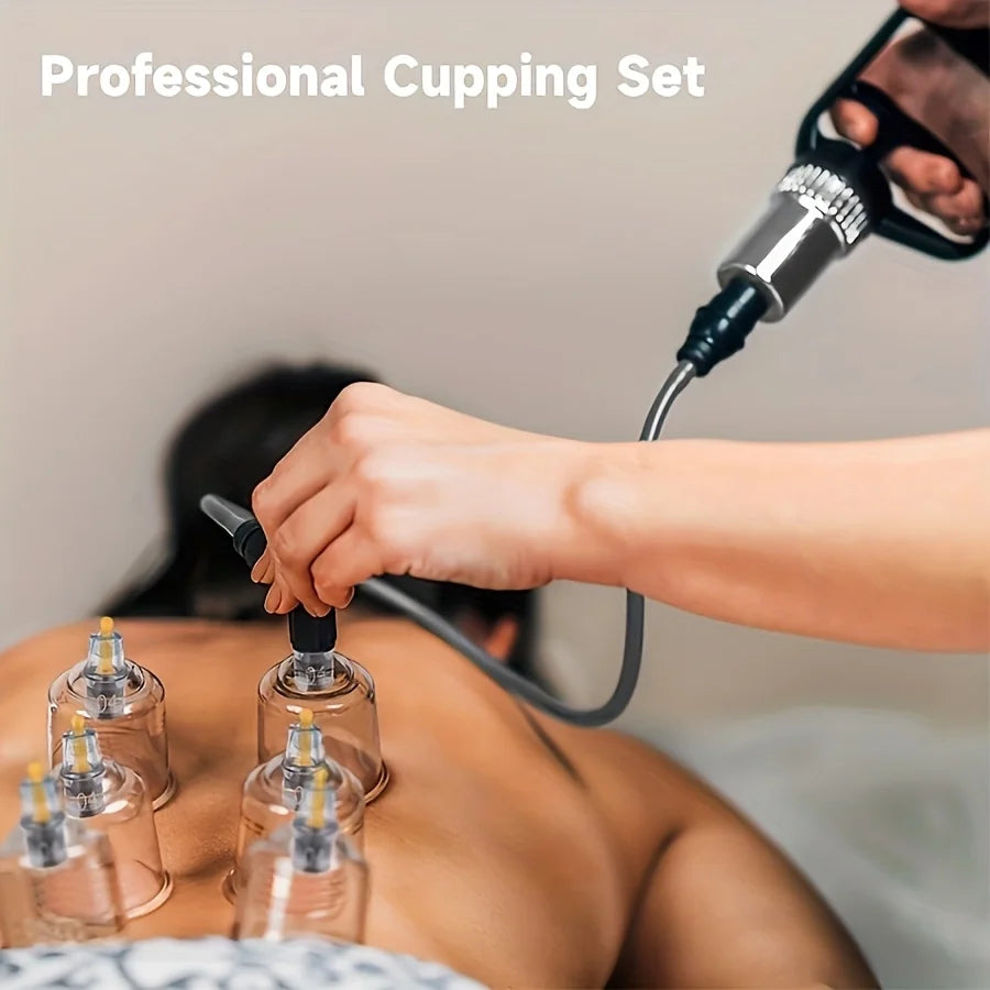 24/12Pcs Cupping Relaxation Set: Cupping Cups in Various Sizes, a Manual Pump, and a Detailed Guide Cupping Set for Massage