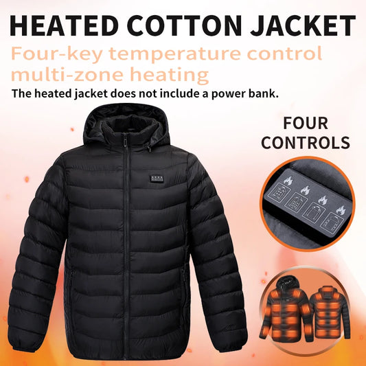 Winter Cold Protection 4-Control 23-Zone Men's Heated Jacket Electric Heated Cotton Coat【Power supply not included】