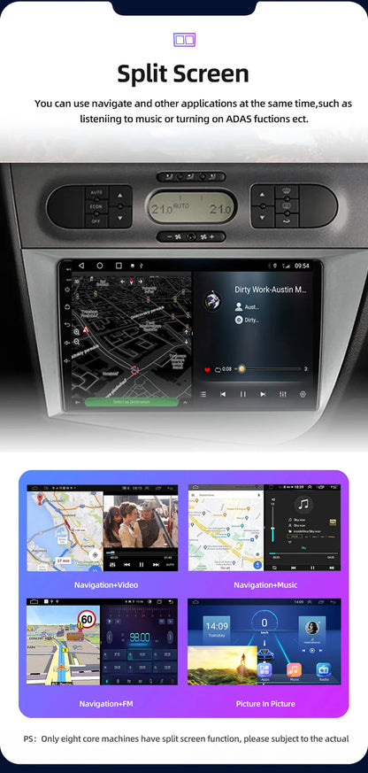 Jundof Car radio For Seat Leon 2 MK2 2005-2012 Carplay Android auto Qualcomm Car stereo Multimedia player 4G Wifi DSP 36EQ RHD