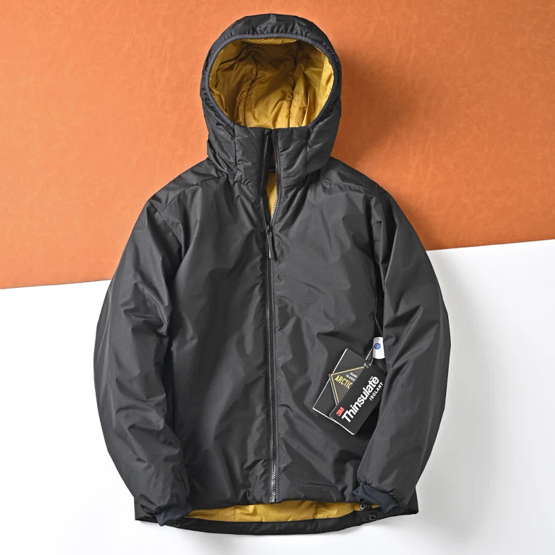 Thickened Outdoor Casual Cotton Jacket Men's Fashion City Style Windproof Warm Hooded Coat Regular Length Loose Fit Coat