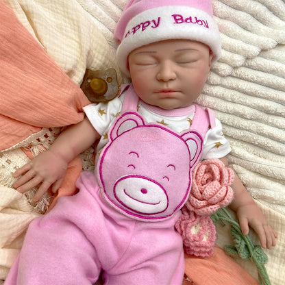 55cm Weighted Girl Can Use Pacifiers Silicone Ryeborn Baby Lifelike 3D Skin Tone Display Rebirth Doll for Photography