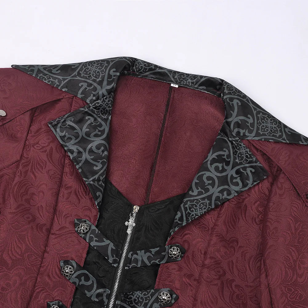 Men's Gothic Steampunk Long Coat Vintage Vampire Victorian Medieval Cosplay Costume High Collar Trench Coat Halloween Party Dres