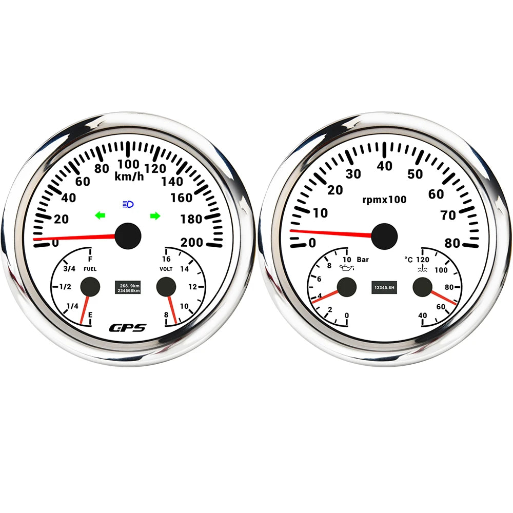 ELING 110mm Car 3in1 Multifunctional GPS Speedometer 120K 200K with Tachometer with Oil Pressure Water Temp Fuel Level Voltmeter