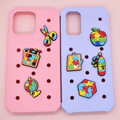 21PCS Autism Stationery  Fall Winter Shoe Charms Garden Shoe Accessories Buckle Fit Clogs Sandals Decorate kids Xmas Gifts