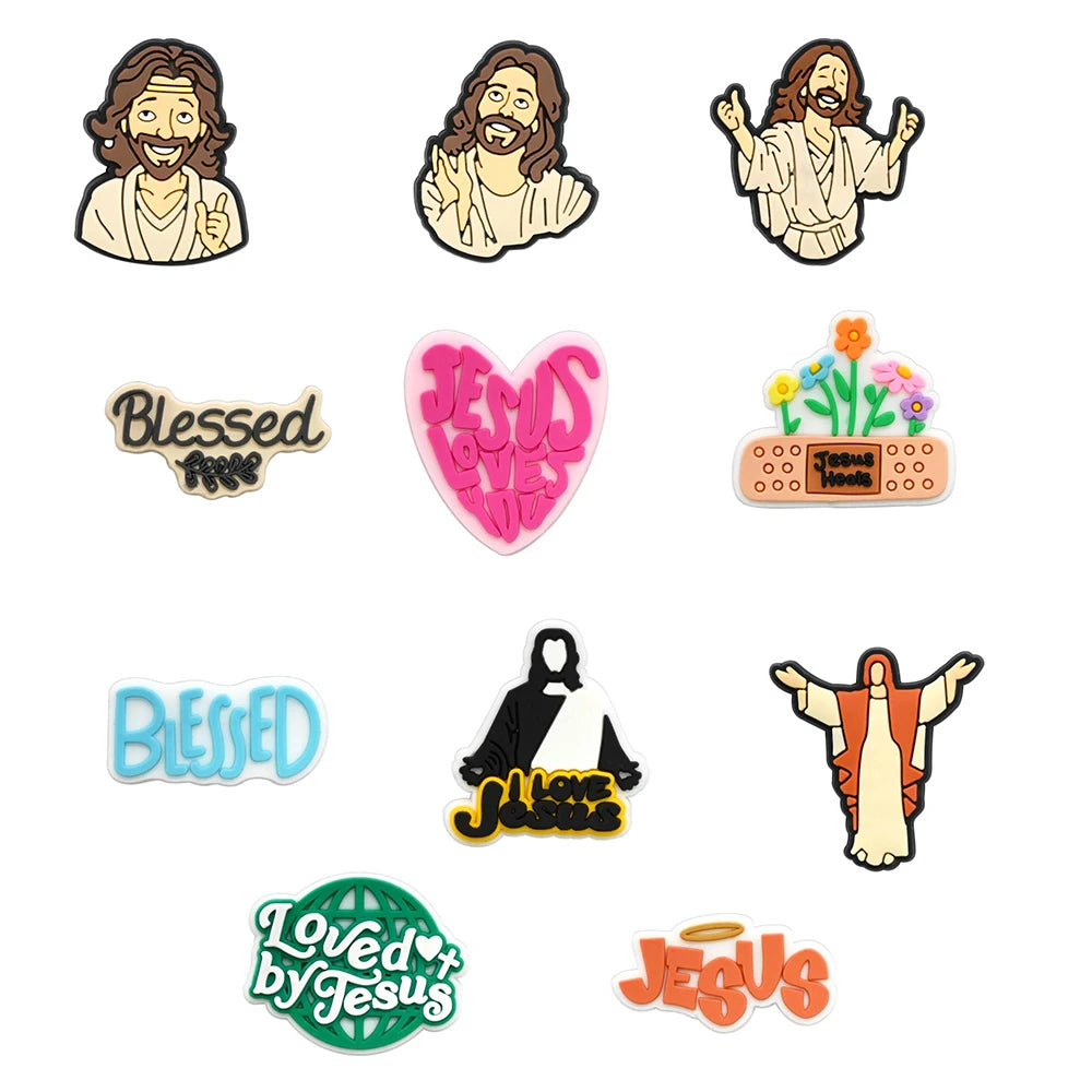 10-93PCS  God Jesu Shoes Charms DIY PVC Shoe Bag Accessories For religious belief Pendant Decoration Adult Kids  Gifts