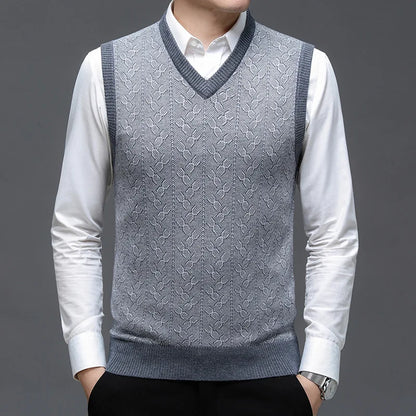 BROWON Brand Sweater Mens Clothes 2026 Autumn Wool Solid Color Knittes Sweater Vest Men Fashion Jacquard Thick Winter Clothing