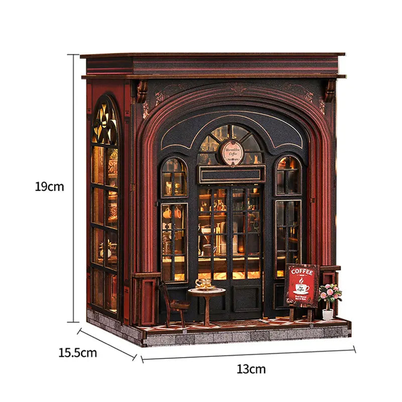 Zuuton DIY Japanese Grocery Store Miniature Dollhouse Kit 3D Wooden Puzzle Book Nook with LED Light Handmade Building Model Gift