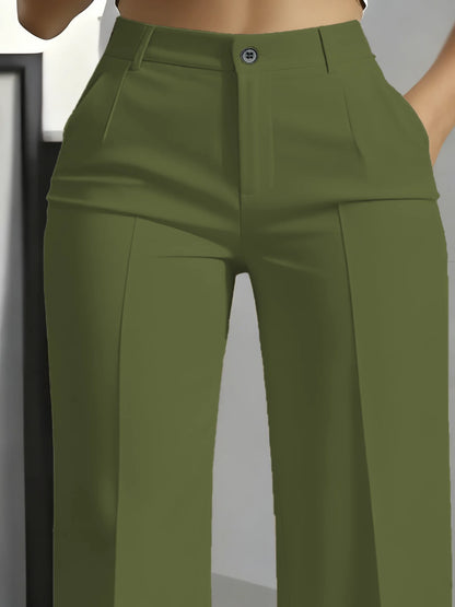 New 2025 Women's High-Waisted Draped Straight-Cut Suit Pants Simple European American Cross-Border Fashion for Women
