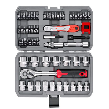 64-Piece socket wrench auto repair tool set screwdriver head one-word cross hexagonal plum blossom screwdriver set