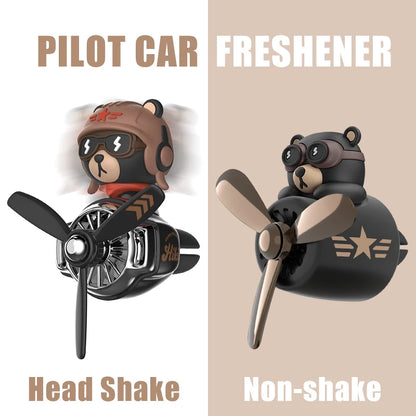 Rotating propeller plane pilot bear car air freshener accessories decoration vent outlet perfume fragrance diffuser ornament men