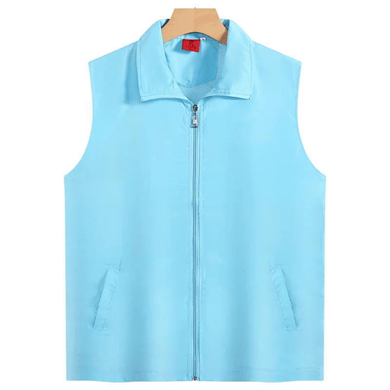Fashion Vest Custom Logo Solid Color Sleeveless Vest Embroidery Company Team Brand Design Thin Charity Vest Print Pattern Text