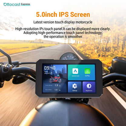 Ottocast Express Motorcycle Display 6.0 inch IP67 Waterproof GPS Wireless Carplay Android Auto DVR Drive Recorder Moto Monitor