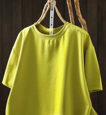 Pink Short-sleeve Women Top 2026 Stylish Summer New Design Pleated Hem Loose T-shirt ZF2158