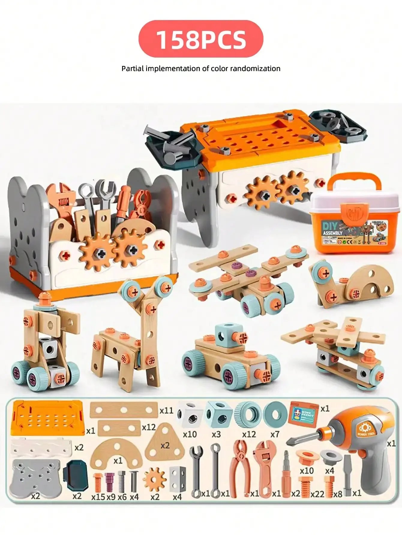 Kids Tool Set Toys DIY Nut Assembly Pretend Play Repair Construction Tool Kit for Toddlers Educational Toys Boys Girls Xmas Gift