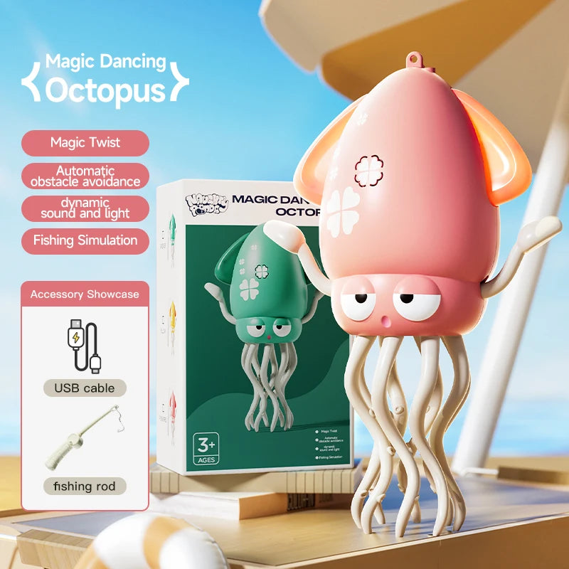 Magical dancing octopus sensing obstacle avoidance octopus light music crawling toy children's birthday gift