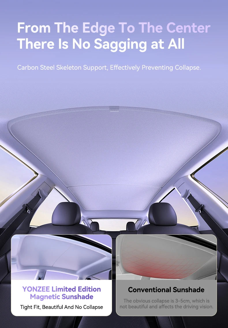 YZ magnetic suction clip Sun Shades For Tesla Model 3 Y Highland Juniper 2021-25 Glass Roof Sunshade Front Rear Sunroof Skylight