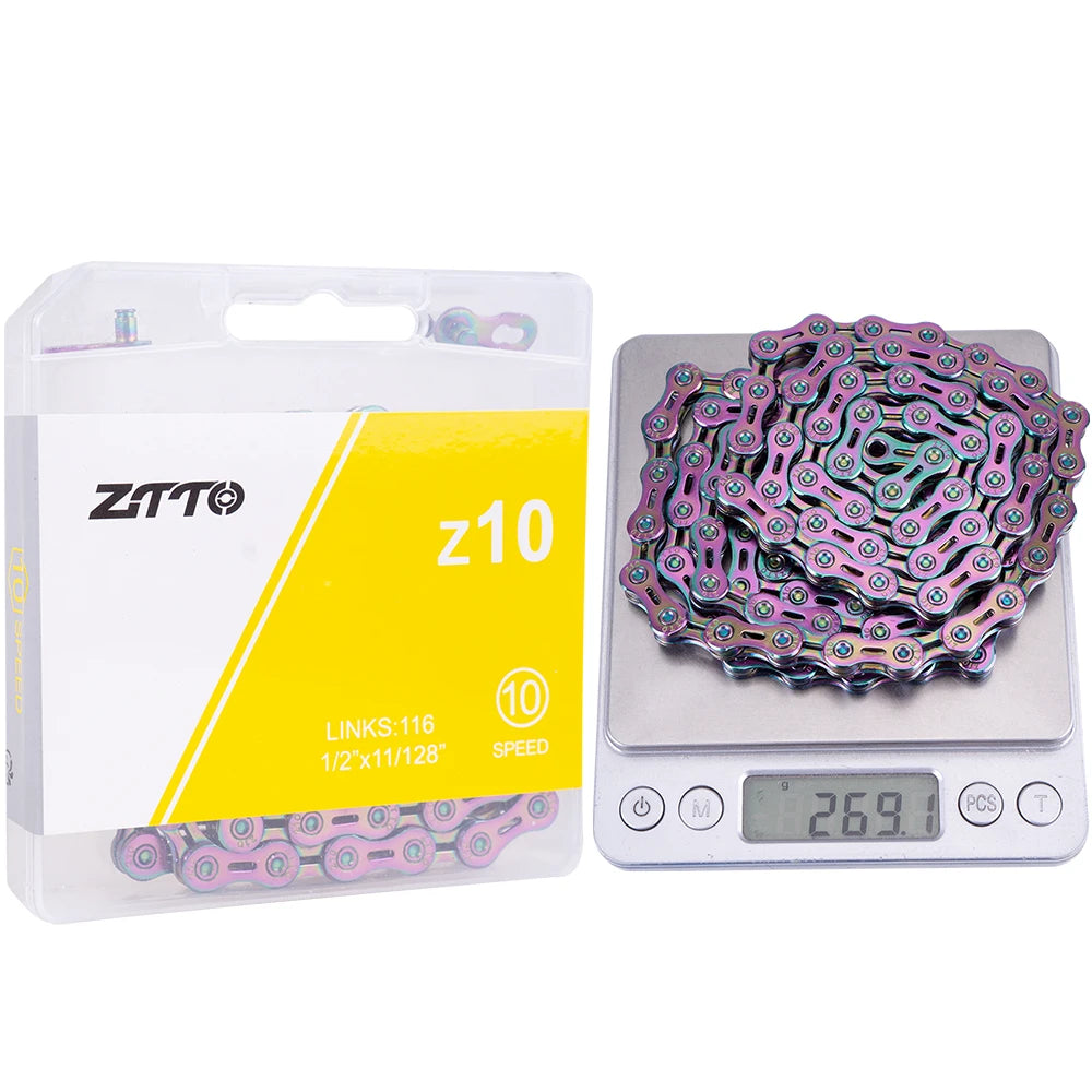 ZTTO MTB Road 10 Speed Bike Chain Silver Gold Rainbow SL SLR 10s Bicycle Power Lock High Quality 116 Links 10v Current