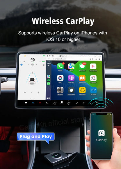 CarlinKit T2C For Tesla Upgrade CarPlay Wireless Android Auto Universal Model 3 Model Y X S 5Ghz WiFi CarPlay Ai Box SpotifyWaze