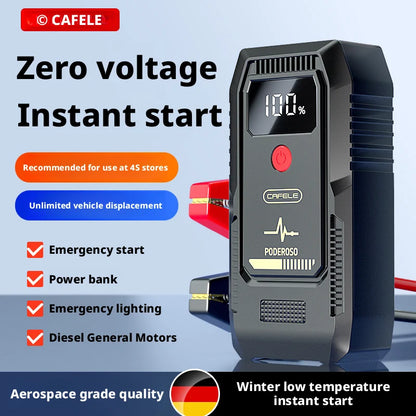 Portable Jump Starter 2500A Peak, 12V Car Battery Booster, Auto Emergency Power Bank with Smart Clamps, USB Charger & LED Light,