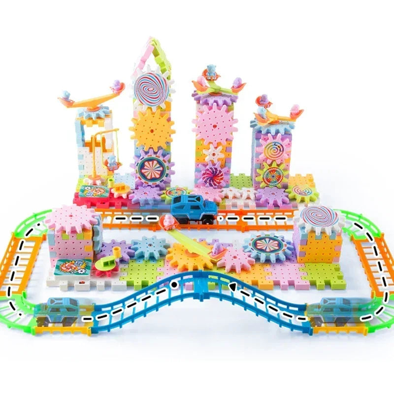 3D Puzzle Electric Gears Model Building Kits Plastic Brick Blocks Educational Toys for Kids Children Gear Blocks Building Toys