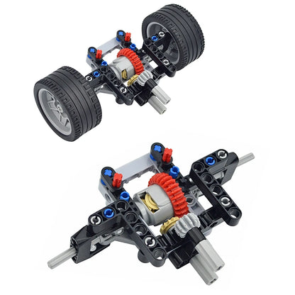 MOC Technical Bricks Car Building Block 4WD Front Axle With Differential for Mechanism Front Suspension Streering System