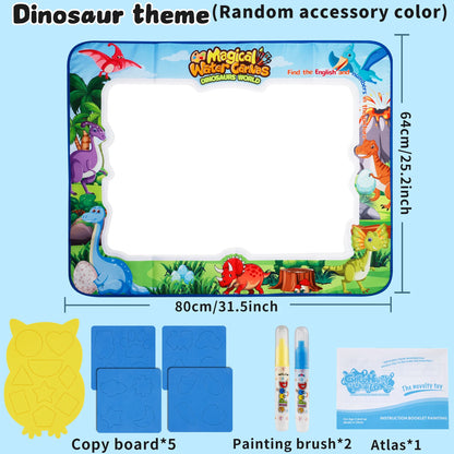 MQUDUO Kids Water Doodle Mat with Magic Pens, Reusable Mess Free Drawing Pad for Alphabet Learning Art Play