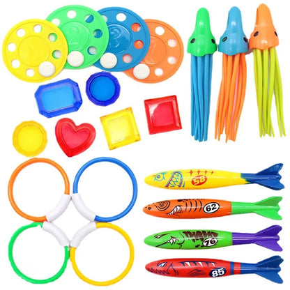 Summer Swimming Diving Toys Set Pool Swim Ring Water Sports Play Game Diving Stick Underwater Accessories Grabbing Toys for Kid