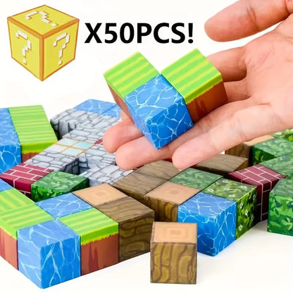 50/100/200Pcs Magnetic Building Blocks Set, Random Pixel-Style Magnetic Cubes, DIY Stacking Construction Toys for Kids