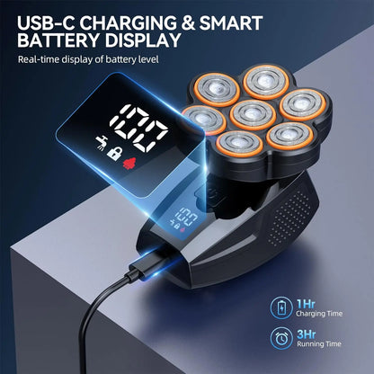 Sweker 5 in 1 Head Shavers for Bald Men 7D Electric Razor LED Display IPX8 Wet/Dry Use Type-C Charge Shaving Grooming Kit