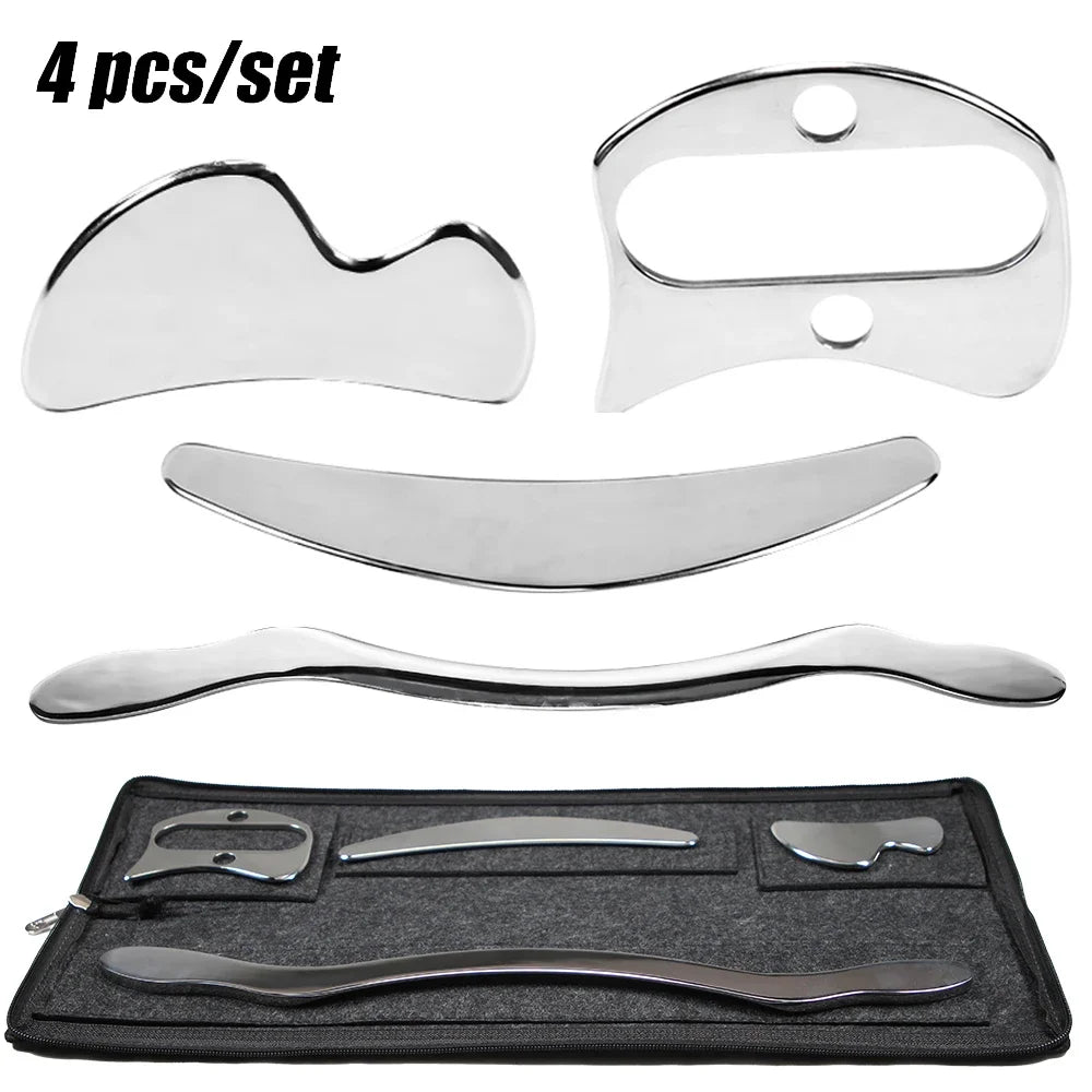 1/4/5/7pcs Stainless Steel Gua Sha Scraping Massage Tool Set IASTM Tools Great Soft Tissue Mobilization Tool