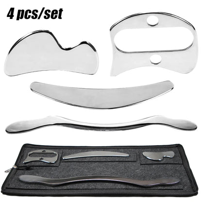 1/4/5/7pcs Stainless Steel Gua Sha Scraping Massage Tool Set IASTM Tools Great Soft Tissue Mobilization Tool