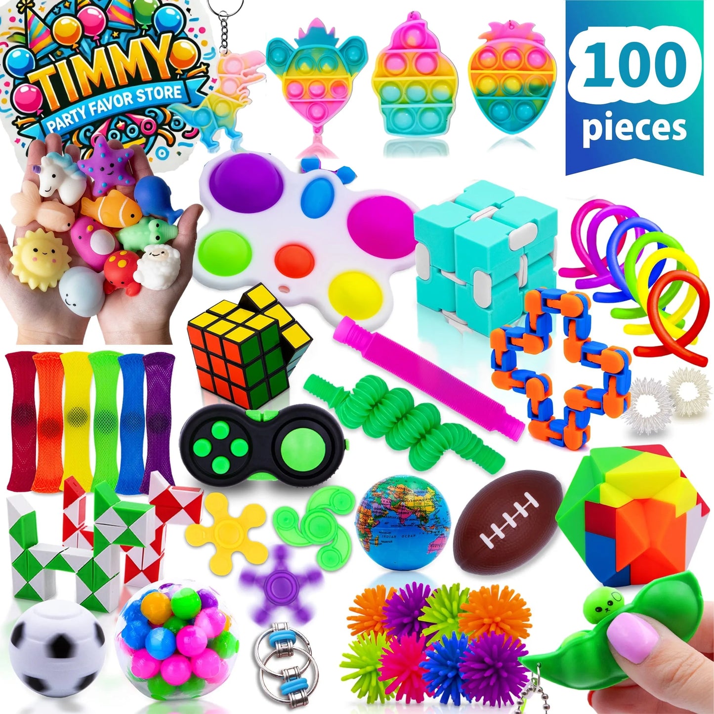 50/100 Pcs Fidget Toys, Party Favors for Kids 14+, Stocking Stuffers, Bulk Sensory Toys for Classroom Treasure Box Prizes