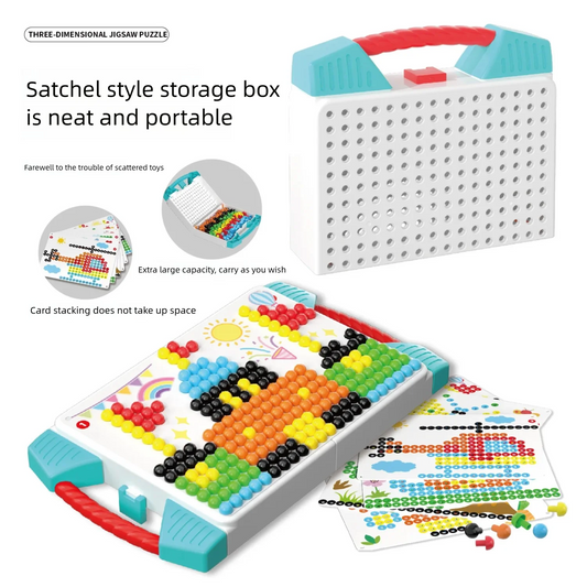 373pcs/Set Creative Mosaic Toy Gifts Children Nail Composite Picture Puzzle Creative Mosaic Mushroom Nail Kit Puzzle Toys