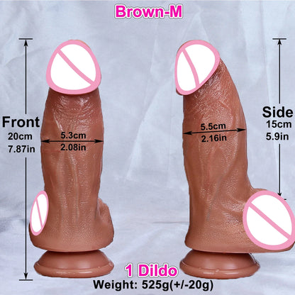 4 Sizes Realistic XXL Thick Penis Soft Silicone Dildo Male Genitals Vaginal Masturbation Suction Cup Dick Woman Anal Sex Toys