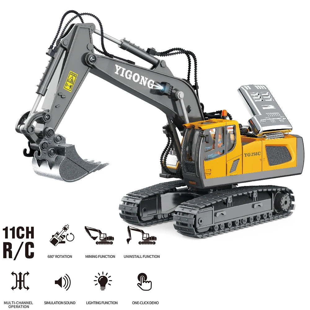4WD RC Excavator Bulldozer Alloy Dump Truck Electric Remote Control Loading and Unloading Construction Vehicle Model Toy Gift