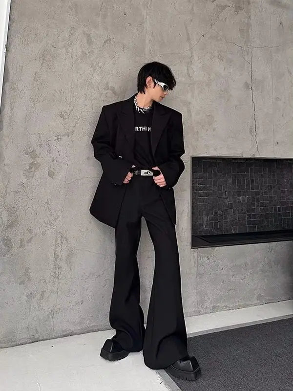 Cleanfit Tailored Shoulder Pad Men's Suit Jacket Casual British Style Slim Fit Waist Cinching Coat  Hair Stylist Tren...