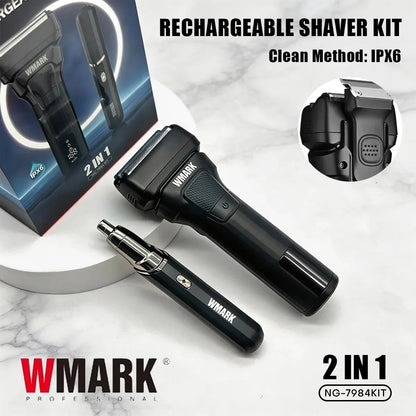WMARK Shaver Professional Titanium Foil Rechargeable IPx6 Beard Trimmer 9000RPM Aluminum Housing Shaving Machine for Men NG-7982