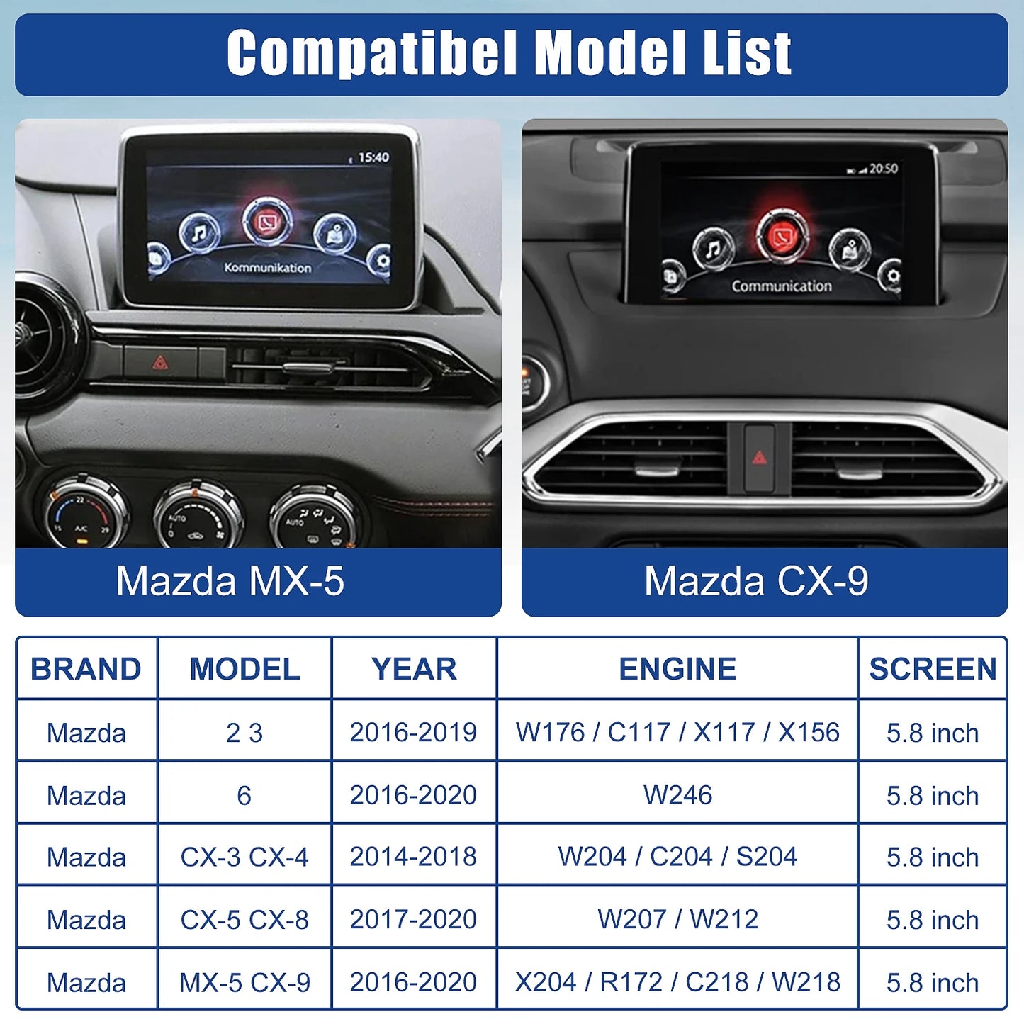 Mazda CarPlay and Android Auto USB Media Hub Retrofit Kit, Support Mazda 3/6/CX5/CX3/CX9/MX5-TK78 66 9U0C K1414 C922 V6 605A