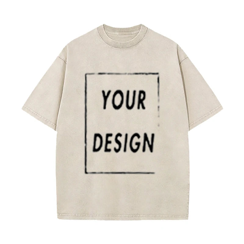 Men's and Women's Cotton Washed T-Shirt Custom Printed T-Shirt 230G Top DIY Your Favorite Pattern or Logo Fashionable Custom Top