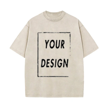 Men's and Women's Cotton Washed T-Shirt Custom Printed T-Shirt 230G Top DIY Your Favorite Pattern or Logo Fashionable Custom Top