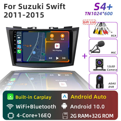 JUNDOF 9" CarPlay 2DIN Android Auto Car Radio Stereo For Suzuki Swift 2011 2012 2013 2014 2015 2016GPS Multimedia Video Player