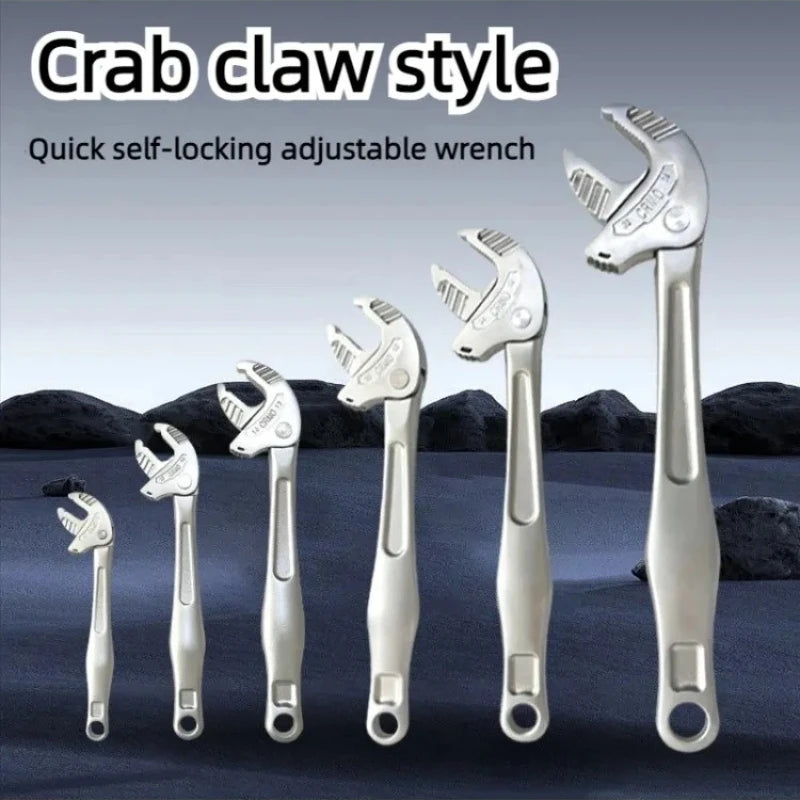 Heavy Duty Industrial Self Adjusting Ratchet Crab Claw Pipe Wrench Wide Jaw for Automotive Plumbing Manufacturing Repair Tool