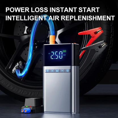 Multi-Function Portable Car Jump Starter & Air Compressor, 2-in-1 Emergency Battery Booster with Tire Inflator