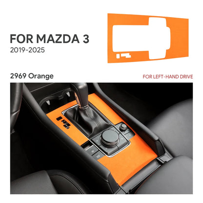 For Mazda 3 Axela 2019 2020 2021 2022 2023 2024 2025 Central Console Gear Shift Panel Top Suede Sticker Car Interior Trim