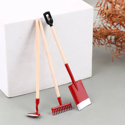 1Set 1:12 Dollhouse Miniature Farm Tool Ax Shovel Pull Cart Broom Boots Watering Can Garden Decor Toy Doll House Accessories