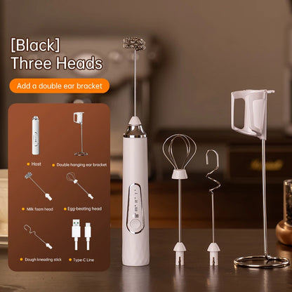 Milk Frother Wand Coffee Frother Handheld Foam Maker For Latte Rechargeable Electric Milk Frother Handheld Drink Mixer Gift Idea
