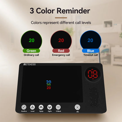 RETEKESS Caregiver Pager Emergency SOS Medical Alert System TH108 Screen Receiver SOS Call Buttons For Patients Hosptial Clinic