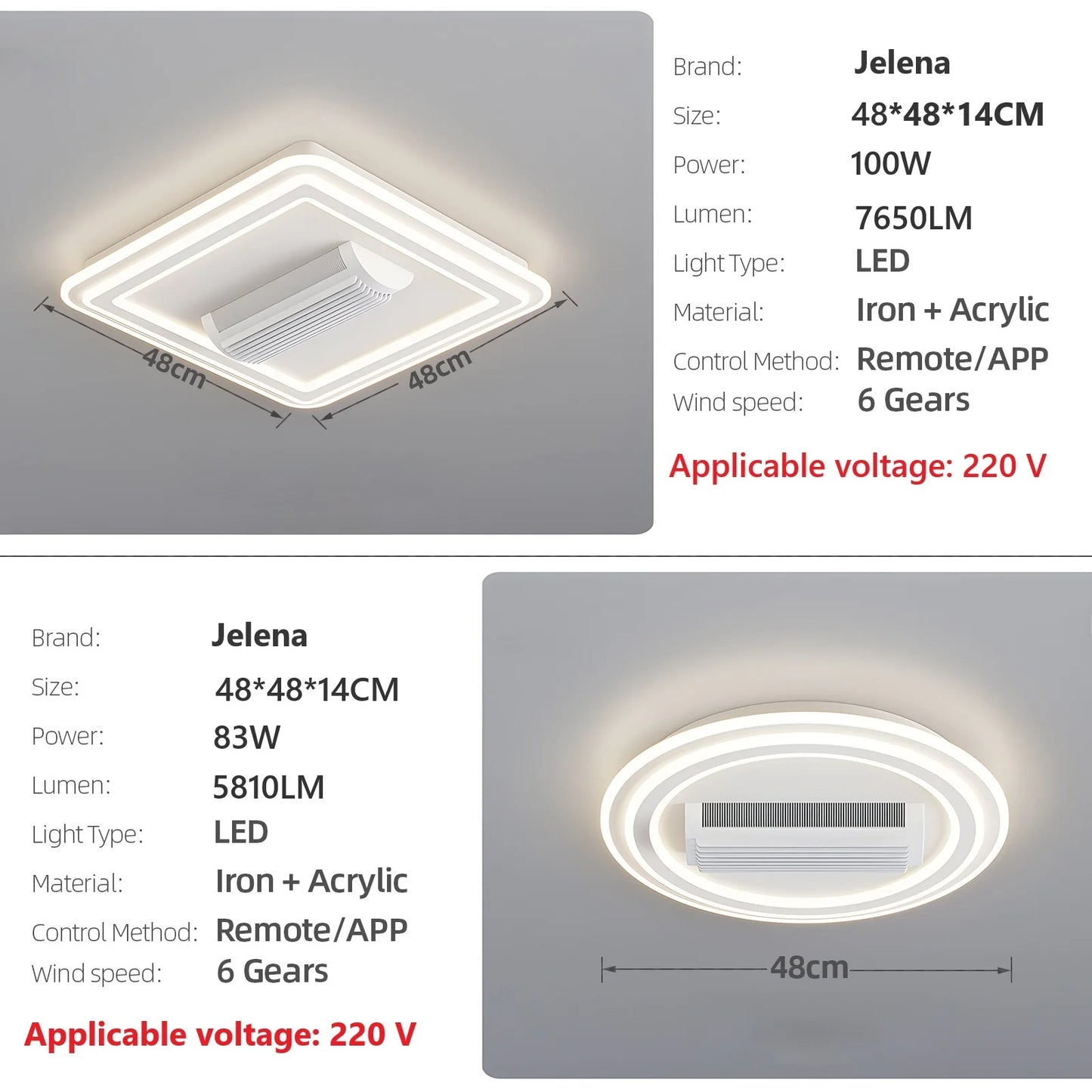 Modern Bladeless Ceiling Fan Light 6 Speed Dimmable LED Invisible Fan Lamp Living Room Bedroom Kids Room Chandelier Home Decor