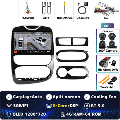 Android 15 Carplay Auto WIFI+4G For Renault Clio 3 4 2012 2013 2015 - 2018 Car Radio GPS Stereo Multimedia Player 2din Wireless