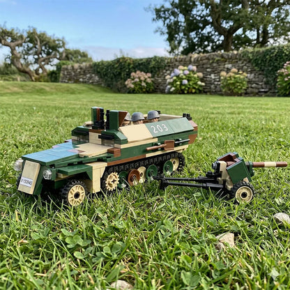 Half-track Armored Vehicle Building Blocks WW2 Germany Military Model Bricks Toy Camouflage Model